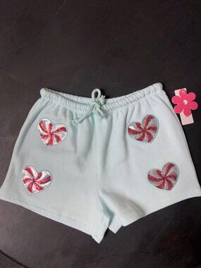 Paper Flower Girls Sequin Candy Cane Shorts NWT